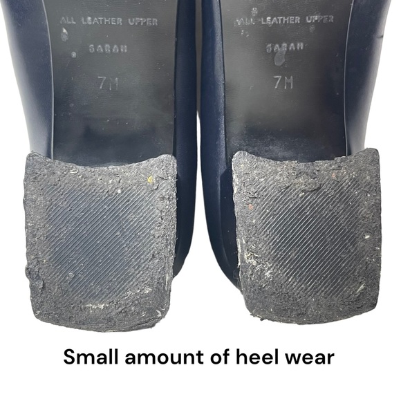 ETIENNE AIGNER Sarah Dark Navy Squared Toe Leather Low Heel Pumps - Size 7 M - Picture 13 of 16